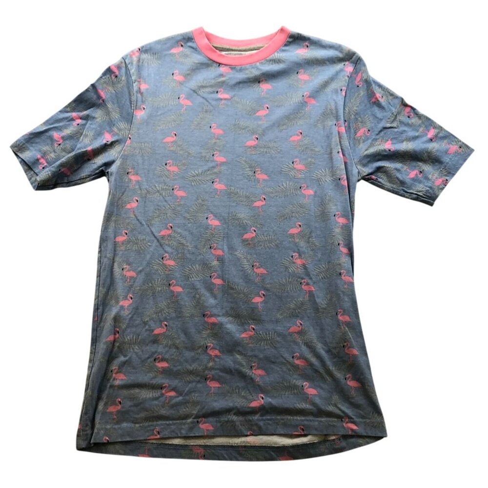 G-Net Womens T-Shirt Size XL Pullover Short Sleeve Flamingo Casual Blue Pink Y2K